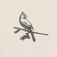 Cardinal silhouette crafted in raw Corten steel, designed for easy tree installation as meaningful garden art or memorial gift.