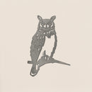 Great Horned Owl silhouette in raw Corten steel, crafted for easy outdoor installation as bold garden art or a unique memorial gift.