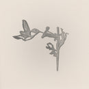 Hummingbird silhouette in raw Corten steel, ready for installation as outdoor bird sculpture and nature-inspired garden art.